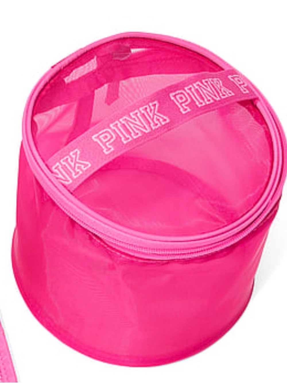 PINK Victoria's Secret Hot Pink Mesh Travel Cosmetic Case